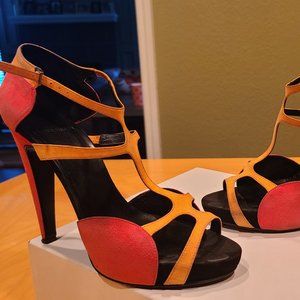 Pierre Hardy pink/peach t-strap heels